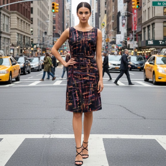 Anthropologie Tabitha Expressionist Sleeveless Sheath Dress - Size 8 - Picture 1 of 15